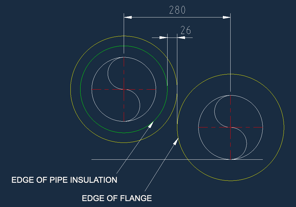 pipe drawing with helper layers on